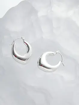S'STEEL 925 Ayar Gümüş Geometri K-pop Tasarımcı Küpe Kadınlar İçin Minimalist Daire Gotik Küpe Aksesuar Güzel Takı