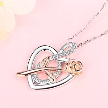 Strollgirl 925 Ayar Gümüş Sonsuz Aşk Kolye Zinciri Köpüklü Infinity Kalp Gül Kolye Kadınlar için Yıldönümü Takı