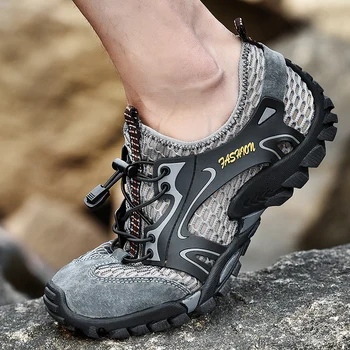 Su Hafif Yalınayak Su Geçirmez Trekking Açık Tırmanma Elastik Adam yürüyüş ayakkabıları Hızlı Kuru Nefes Sneakers Trekking
