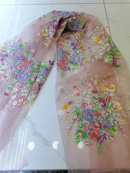 Süper Güzel baskı Nakış Fransız Tül Dantel Kumaş / Nijerya Dantel Akşam Elbise düğün elbisesi tasarım bayan parti giyim