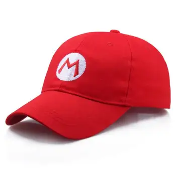 Süper Mario beyzbol şapkası Nakış Logosu Vizör Mario Kardeşler Karikatür Anime Oyunu Karakter Kap Cosplay Şapka Doğum Günü Hediyeleri