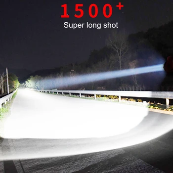 Süper Parlak 1000W El Feneri Uzun Menzilli 1500lm Fener Xenon Taşınabilir Su Geçirmez Projektör Spot Çalışma ışığı Açık Güç Bankası