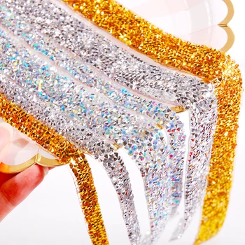 Sıcak düzeltme / Kendinden yapışkanlı 80cm Kristal Akrilik Rhinestones Etiket Bant Zanaat Glitter Mücevher kendin yap çıkartmalar Scrapbooking için Sanat Deco