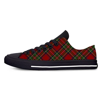 Sıcak İskoç EKOSE KRALİYET STEWART TARTAN Serin Moda rahat ayakkabılar Düşük Üst Nefes Erkek Kadın Sneakers Hafif spor salonu ayakkabısı