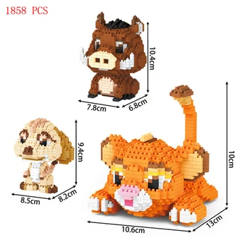 Sıcak klasik Karikatür 3in1 aslan kral Simba TİMON Pumbaa rakamlar modeli tuğla mini mikro elmas oyuncak inşaat blokları çocuk hediye