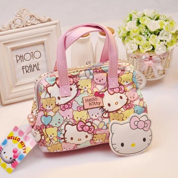 Sıcak Satış Sanrio Hello Kitty Karikatür Kozmetik Çantası Kawaii Kedi Makyaj Çantası Seyahat Boyutu Makyaj PU Çantalar Çanta Melodi Depolama Taşıma
