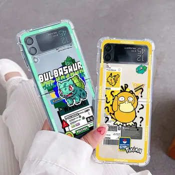 Sıcak Serin Pokemon Pikachu Hava Yastığı samsung kılıfı Galaxy Z Flip 4 Z Flip 3 5G Temizle Fundas İçin zflip4 zflip3 zflip Telefon Kapak