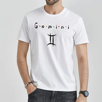 T Shirt Erkek Beyaz Gömlek Moda Yuvarlak Boyun Kısa Kollu Takımyıldızı Baskı T-Shirt Yaz Tees Casual En Banliyö Streetwear