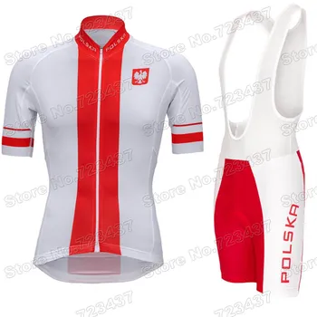 Takım Polonya 2021 Bisiklet Jersey Seti Yaz Bisiklet Giyim Nefes Yol Yarışı Bisiklet Gömlek Takım Elbise Bisiklet Önlüğü Şort MTB Giysileri