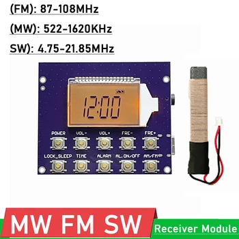 Tam bant FM Radyo Alıcı Modülü MW FM SW AM kısa dalga orta dalga Dijital Saat lcd ekran radyo istasyonu frekansı