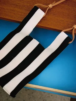 Tasarım 2021 Moda Kolu Çanta Kadın Örme alışveriş çantası Katlanabilir şerit Baskı Örgü omuz çantaları Rahat Yün Tote