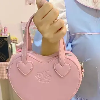 Tatlı Kız askılı çanta Eğlenceli Şeftali Kalp Çanta Mini Cep Değişim Depolama Telefonu Çantası Kawaii Sevimli Kız doğum günü hediyesi