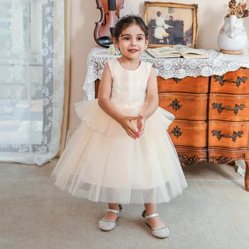 Tavşan LuLuGirls Doğum Günü Çiçek Kek Elbise PrincessTulle Renk Çiçek Elbise Çocuk Resmi Parti Elbise Kız Düğün Nedime