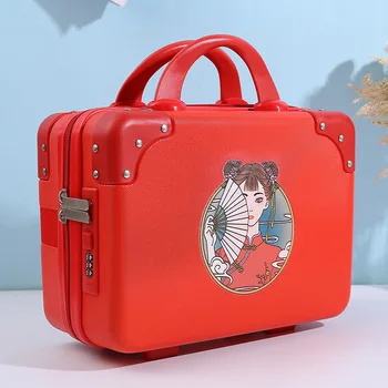 Taşıma çantası mini tekerlekli çanta küçük çanta kadın kozmetik çantası 13 inç seyahat çantası anne kutusu bavul bavul