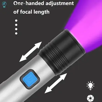 Taşınabilir 395nm 1200mAh UV el feneri Mini banknot kontrol manikür el feneri şarj edilebilir el USB LED tıbbi ışık