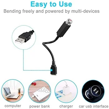 Taşınabilir Mini Dekoratif Lamba LED USB Ayarlanabilir Düğün Araba İç Tavan Dekor Çatı Yıldız Projektör Projeksiyon Gece Lambası