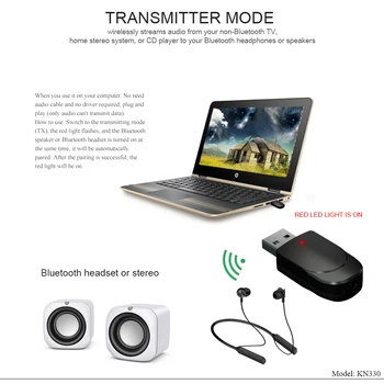 TebeUSB Bluetooth 5.0 Ses Alıcısı Verici 3 İN 1 Kablosuz 3.5 mm Aux Stereo Ses Adaptörü TV PC İçin Araba Kulaklık