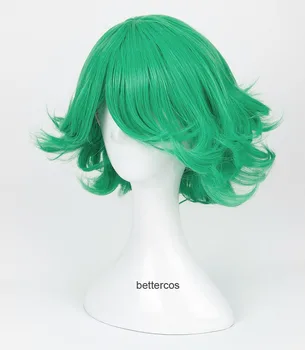 Tek Yumruk adam Senritsu Hiçbir Tatsumaki Cosplay peruk yeşil kıvırcık ısıya dayanıklı sentetik saç peruk + peruk kap