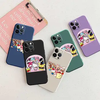 Telefon Funda Hello Kitty Sanrio Puroland Benim Melodi Purin Mat Apple iPhone 13 14 Pro Max 8 X XR 11 7 Artı Mini 12 XS 6 6S 5