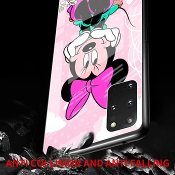 Temperli Cam Kılıf Samsung Galaxy S22 Ultra S21 Artı S20 FE S10 S9 S8 S10e Not 20 10 Lite 9 Telefon Kapak Anime Minnie Mouse