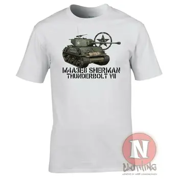 Thunderbolt VII İKINCI DÜNYA savaşı ABD Ordusu M4A3E8 Sherman Tankı T-Shirt. Premium Pamuk Kısa Kollu O-Boyun Erkek T Shirt Yeni S-3XL
