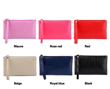 Timsah Kadın fermuarlı çanta Bayan Cüzdan Çanta Tasarımcısı Pu Deri Kadın bozuk para cüzdanı kart tutucu satılık 8 şeker renkler