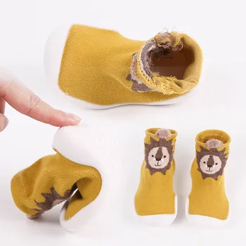 Toddler Bebek Örme Leopar Kat Çorap Ayakkabı Kauçuk Tabanlar ile Bebek kaymaz Kapalı Çorap Yenidoğan İlkbahar Yaz Sonbahar