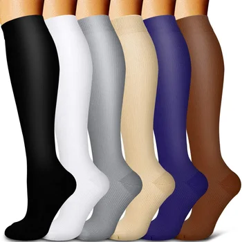 Toptan Naylon varis çorabı Kadınlar ve Erkekler Diz Yüksek 20 mmHg Spor Koşu Çorap Ödem Diyabet Varisli Damarlar Erkekler Çorap