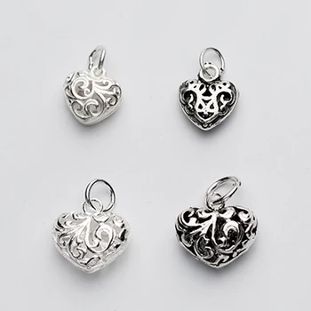 Trustdavis Gerçek 925 Ayar Gümüş Moda Romantik Hollow Kalp Charm Kolye El Yapımı DIY Aksesuarları Toptan Takı DZ137