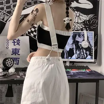 Tulumlar Kadınlar Düğme tasarım Tüm Maç Streetwear Moda Rahat Kore Tarzı Gevşek Düz Tulum Ayrılabilir Jartiyer