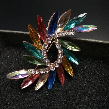 TULX Yeni Renkli Stil Kristal Broş Kadınlar Için Bahar Basit Tasarım Moda Takı Düğün Aksesuarları