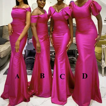 Turuncu Uzun Mermaid Gelinlik Modelleri Kapalı Omuz Siyah Kızlar Kat Uzunluk Trompet Düğün Parti Elbise Hizmetçi Onur