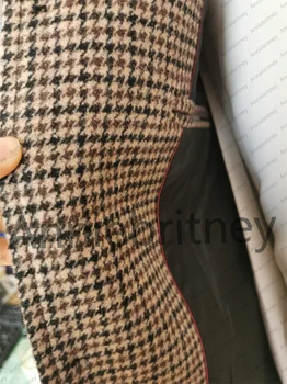 Tüvit Hoodstooth Özel Mont Vintage erkek Kış Uzun Ceket 2022 Özel Rahat Erkek Giysileri Palto Kostüm Yapımı