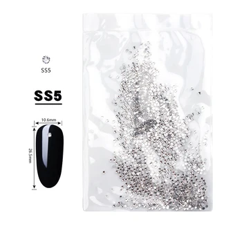 Tırnak Sanat Kristal Temizle SS3-SS50 Flatback Elmas Mücevher Olmayan Düzeltme Rhinestones Tutkal Nail Art Süslemeleri İçin