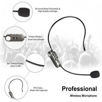 UHF Kablosuz mikrofonlu kulaklık Kulaklık Mikrofon Ve el mikrofonu 2 İn 1 1/4 İnç Fiş Hoparlörler İçin Ses PA