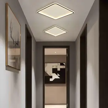Ultra ince LED tavan ışık yüzeye monte yatak odası oturma balkon kapalı lamba uzaktan kumanda kısılabilir yuvarlak kare