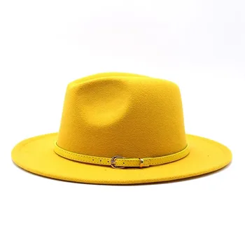 Unisex Erkekler Kadınlar 18 renkler Fedora şapka Kemer İle geniş şapka Panama Şapka Açık Seyahat Şapka Pop Yetişkin Şapka büyük boy 56-60CM