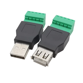 USB 2.0 Tip A Erkek Fiş / Dişi Jack 3.5 mm 5 Pin Vida Terminal Bloğu Tel Bağlayıcı USB Bağlantı Noktası Vidalı Terminaller Adaptörü