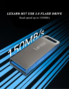 USB 3.0 Lexar M37 USB flash sürücü 32 GB 64 GB Okuma Hızı 100 mb / s'ye Kadar 128 GB Metal Bellek Sopa Mini U Disk Pendrive