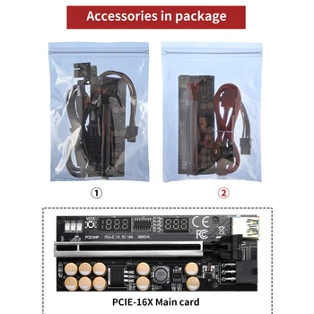 USB 3.0 Yüksek Hızlı PCI Express PCI-E 16X Yükseltici kart uzatıcısı Adaptörü ile LED SATA 6P Güç Kabloları Sıcaklık Gerilimi