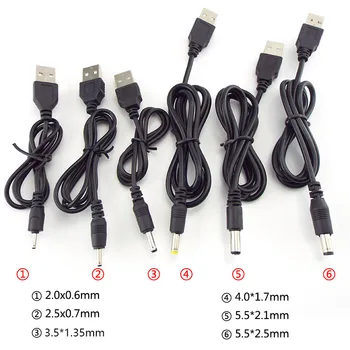 USB A Erkek-DC 2.0 0.6 2.5 3.5 1.35 4.0 1.7 5.5 2.1 5.5 2.5 mm Güç kaynağı Fişi Jack tip A uzatma kablosu konnektör kabloları