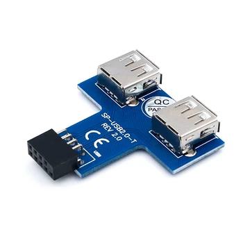 USB HUB 9Pin PC Ana Dahili Anakart USB 2.0 Hub 9Pin 2 Port USB A Dişi Splitter Dönüştürücü PCB kartı genişletme kartı YENİ
