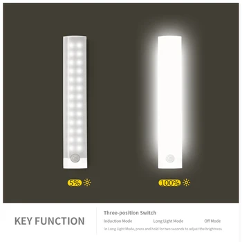 USB PIR hareket sensörlü LED dolap ışığı Gece Lambası Mutfak Dolabı yatak odası dolabı Dolap Şarj led ışık 11/20/30/40cm