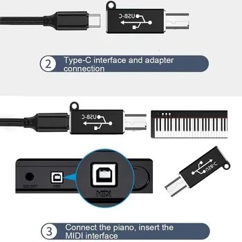 USB Tip C Dişi USB B Erkek Adaptör MIDI Denetleyici Klavye USBC Veri Transferi Konektörü Tarayıcı Yazıcı Davul Organ