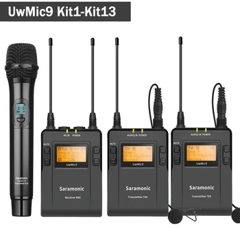 UwMıc9 Kıt1-Kıt13 Profesyonel UHF Kablosuz Yaka Yaka el mikrofonu Sistemi Smartphone Kamera DSLR Canlı Yayın