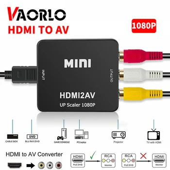 VAORLO HDMI Uyumlu AV RCA CVBS Adapter1080P HD Mini HDMI2AV Video Dönüştürücü PAL NTSC Anahtarı TV Kutusu PC Projektör DVD VCR