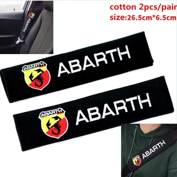 VEHİCAR 2 ADET Araba Emniyet Kemeri Pedleri Abarth Logo Örgü Araç Araba Emniyet Kemeri Kapağı Araç Aksesuarları