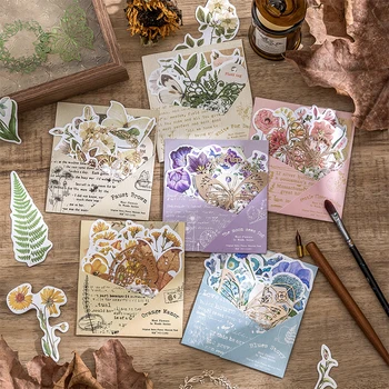 Vintage Çiçek Ve Bitki Çıkartmalar Ve Tasarım Kağıt Estetik Önemsiz Günlüğü Scrapbooking Dekoratif Kolaj Malzeme El Yapımı Sanat
