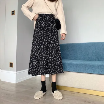 Vintage Çiçekli Kadın Etekler Yaz Moda Uzun Peri Etek Baskı A-line Yüksek Bel Etek Streetwear Kadın Giyim y2k Giysileri