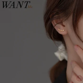 WANTME 925 Ayar Gümüş Moda Kore Sıra Zirkon Kulak Kancası Kadınlar Basit Zarif Parti Takı Saplama Küpe Aksesuarları Hediye